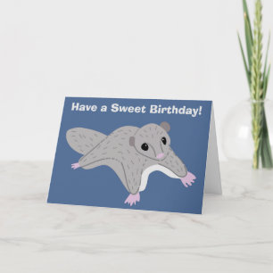 Carte Illustration Cartoon Sugar Glider sur mesure Anniv