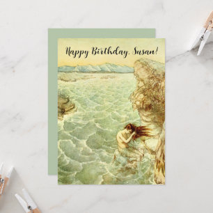 Carte Illustration d'Arthur Rackham Nymphe sur un rocher