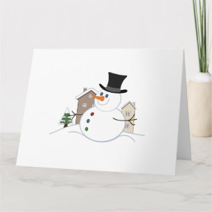 Carte Illustration de bonhomme de neige de Noël en carre