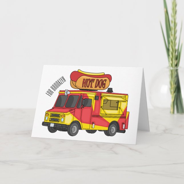 Carte Illustration de camion de nourriture hot dog de de (Devant)