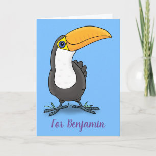 Carte Illustration de cartoon de toucan mignon heureux