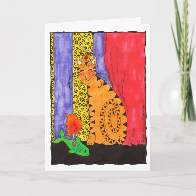 Carte Illustration de chat Kitty Cute Joyeux anniversair (Devant)