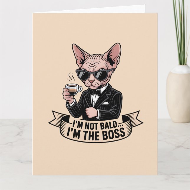 Carte Illustration de chat Sphynx café patron (Devant)