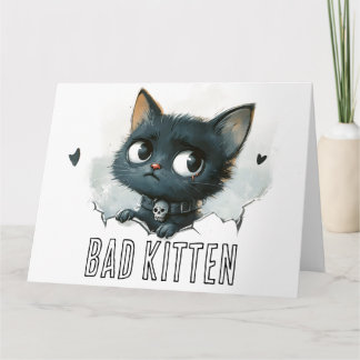 Carte Illustration de chaton edgy - Texte "Mauvais chato