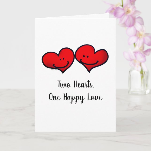 Carte Illustration de cœurs souriants en amour (Orchidée)
