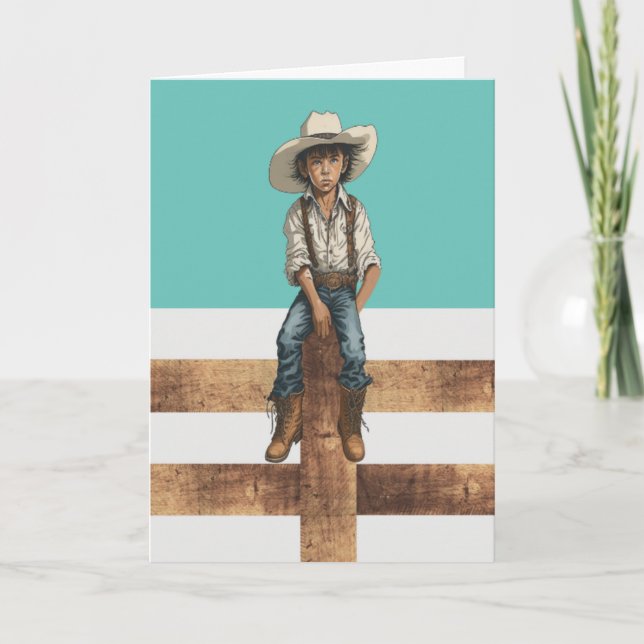 Carte Illustration de cow-boy de ranch western – Style c (Devant)