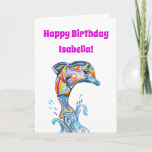 Carte Illustration de dauphin de joyeux anniversaire