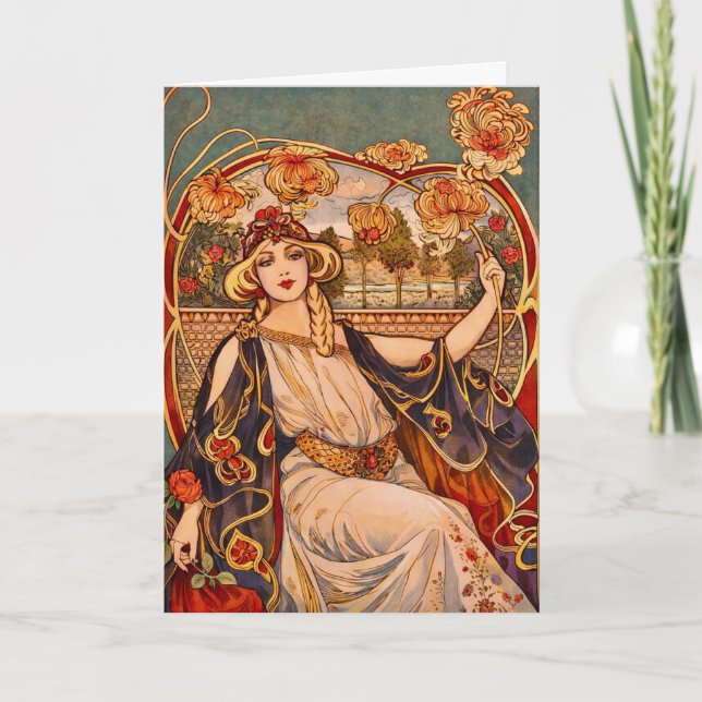 Carte Illustration de déesse florale Art Nouveau (Devant)