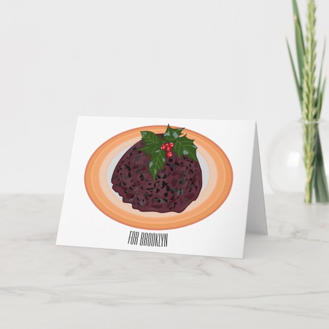 Carte illustration de dessin animé de pudding de Noël (Devant)