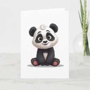 Carte Illustration de dessin animé d'ours panda assis