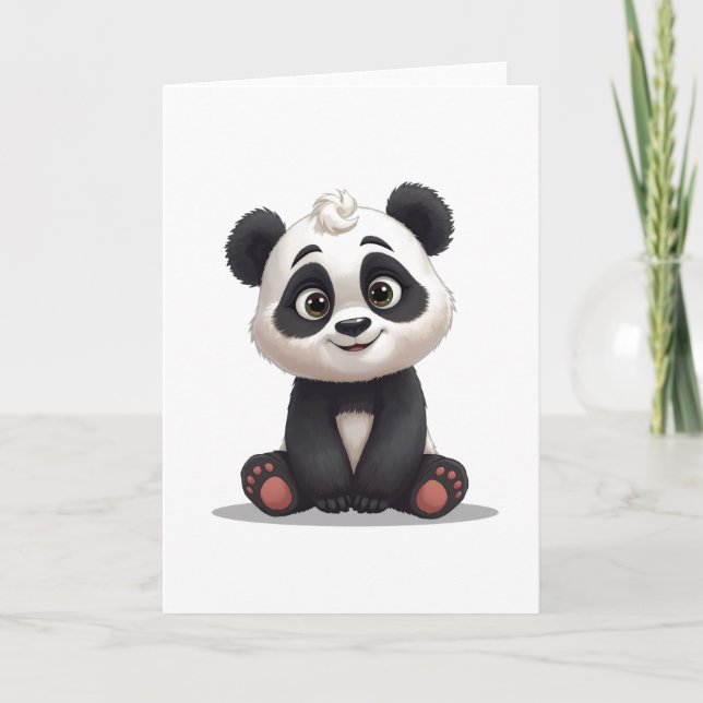 Carte Illustration de dessin animé d'ours panda assis (Devant)