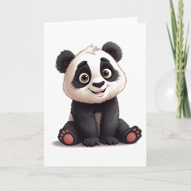 Carte Illustration de dessin animé d'ours panda assis (Devant)
