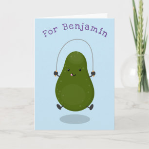 Carte Illustration de dessin animé mignon d'avocat sauta