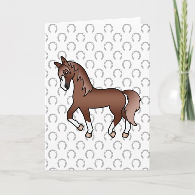 Carte Illustration de dessin animé mignon de cheval trot (Devant)
