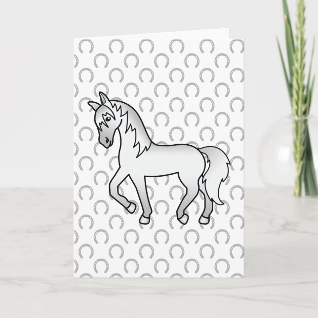 Carte Illustration de dessin animé mignon de cheval trot (Devant)