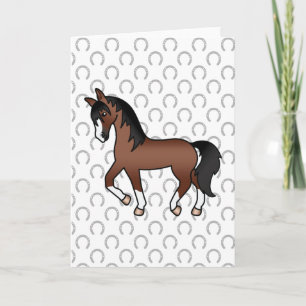 Carte Illustration de dessin animé mignon de cheval trot