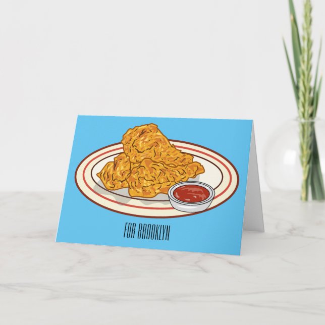 Carte Illustration de dessin animé sur le poulet frit (Devant)