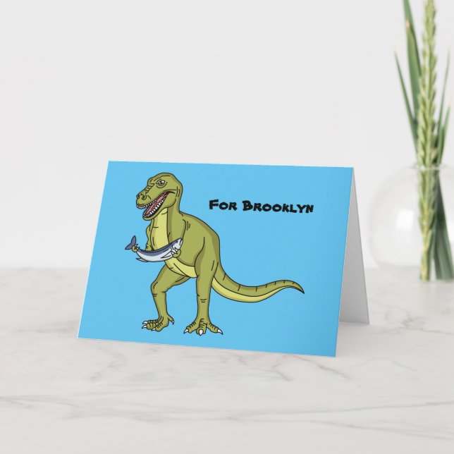 Carte Illustration de dinosaure T rex drôle (Devant)