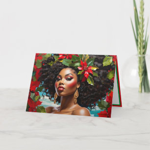 Carte Illustration de diva afro-américaine au houx de No