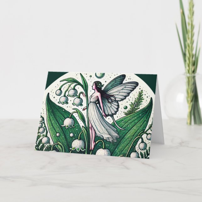 Carte Illustration de fée du muguet Printemps       (Devant)