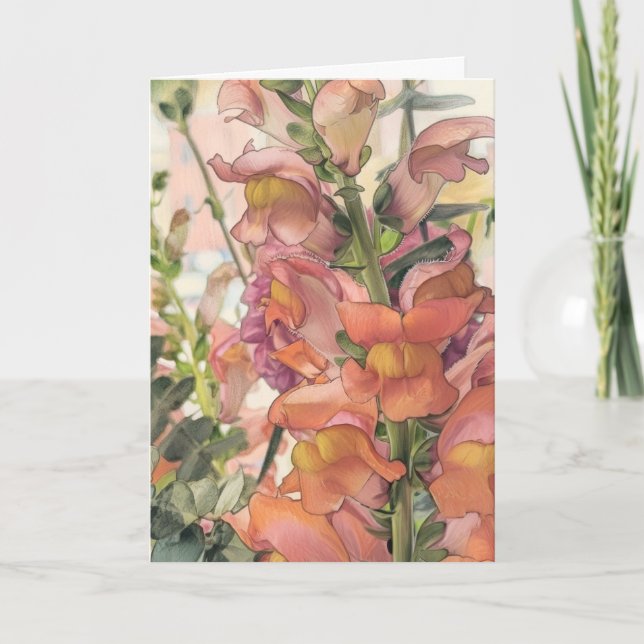 Carte Illustration de fleurs au crayon pastel (Devant)