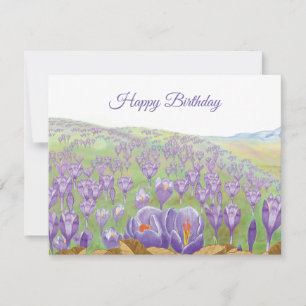 Carte Illustration de fleurs de crocus violettes sur la
