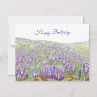 Carte Illustration de fleurs de crocus violettes sur la