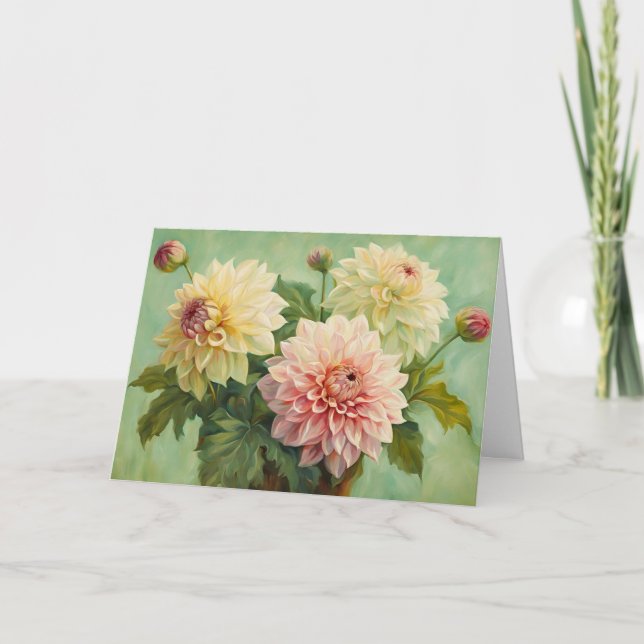 Carte Illustration de fleurs de dahlia en fleurs (Devant)