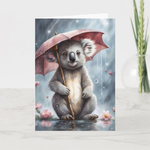 Carte Illustration de fleurs de parapluie de koala adora