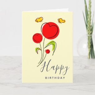 Carte Illustration de fleurs en forme de cœur rouge pour