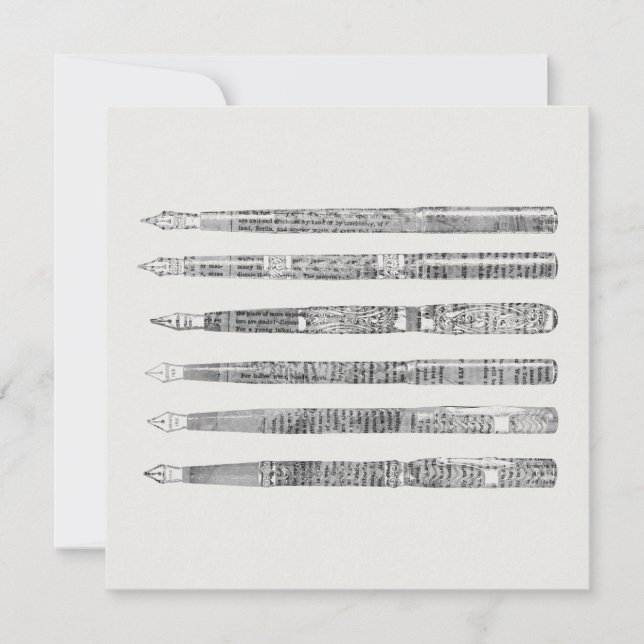 Carte Illustration de journal vintage Pens (Devant)