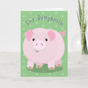 Carte Illustration de la caricature du cochon à ventre m