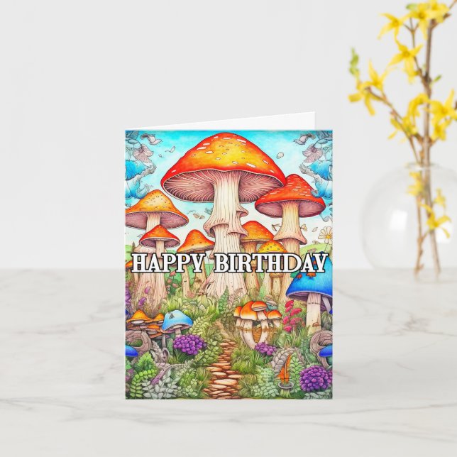 Carte Illustration de la forêt de champignons surcultivé (Fleur jaune)