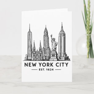 Carte Illustration de la skyline de NYC avec la Statue d