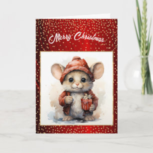 Carte Illustration de la souris festive Noël