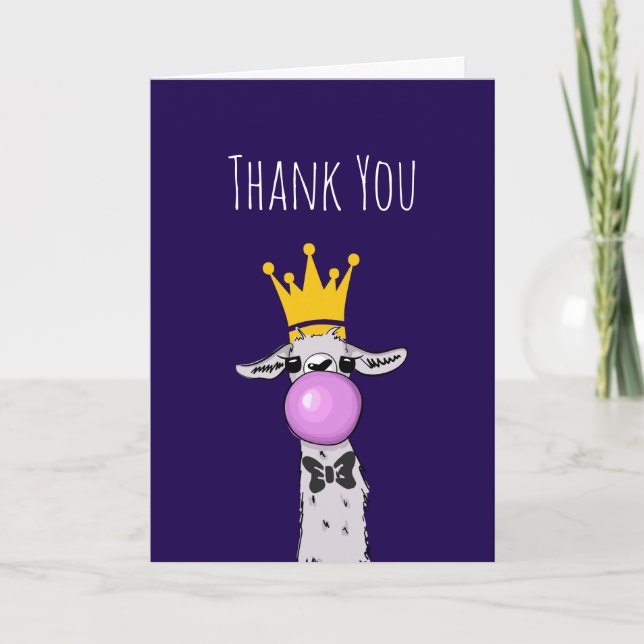 Carte Illustration de lama drôle et mignon Merci (Devant)