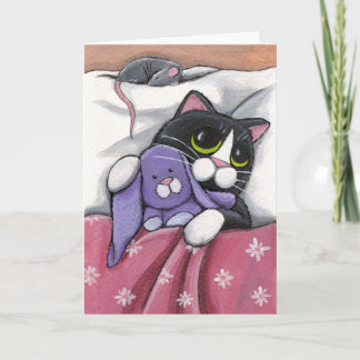 Carte Illustration de lapin de chat et de jouet de