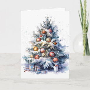 Carte Illustration de l'arbre décoré vert de Noël