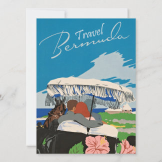Carte Illustration de l'art de voyage des Bermudes vinta
