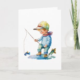 Carte Illustration de Little Boy Fishing Anniversaire