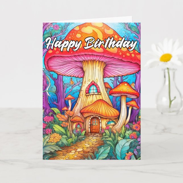 Carte Illustration de maison champignon mignonne (Petite plante)