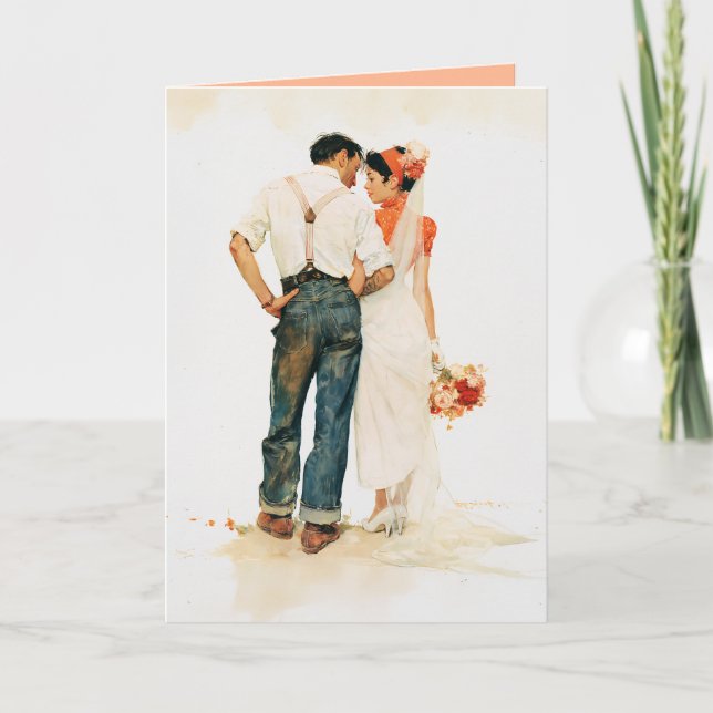 Carte Illustration de mariage Romance Rustique (Devant)