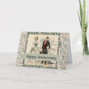 Carte Illustration de mariage victorien vintage 1844