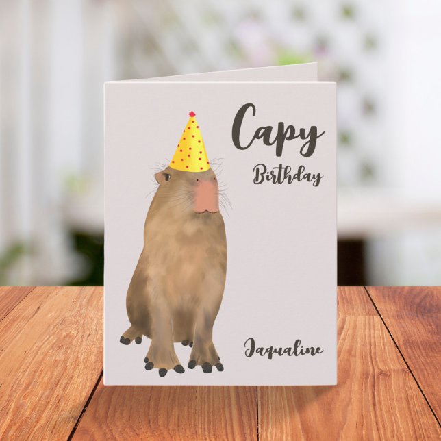 Carte Illustration de mignonne Capybara Pun Anniversaire (Créateur téléchargé)