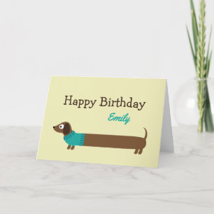 Carte Illustration de mignonne long Dachshund
