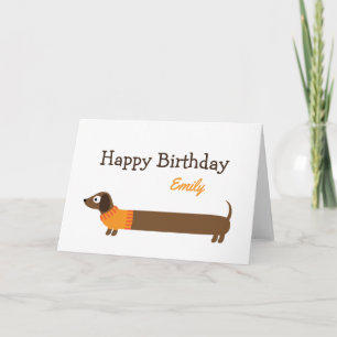Carte Illustration de mignonne long Dachshund