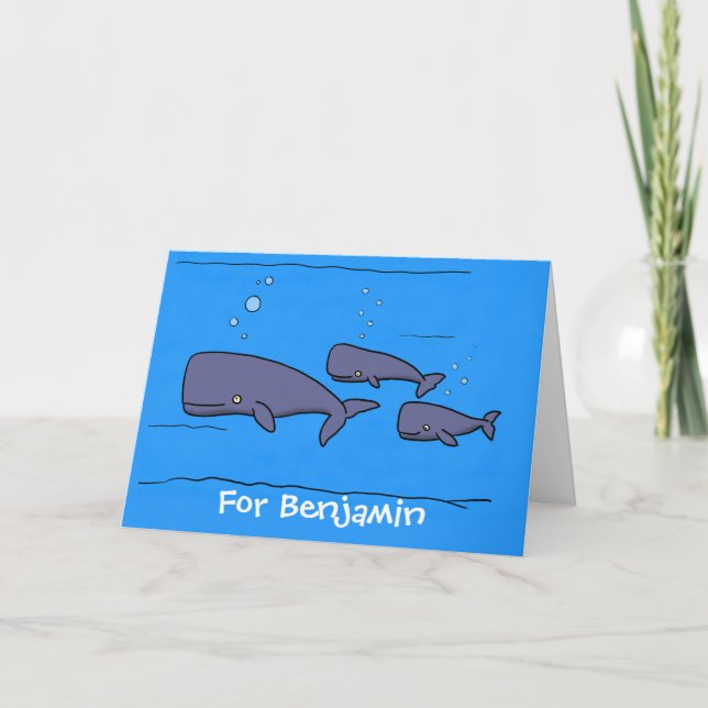 Carte Illustration de mignonne migratrice de baleines à  (Devant)