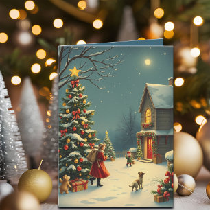 Carte Illustration de Noël vintage