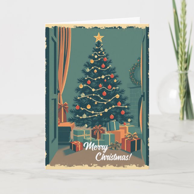 Carte Illustration de Noël vintage (Devant)