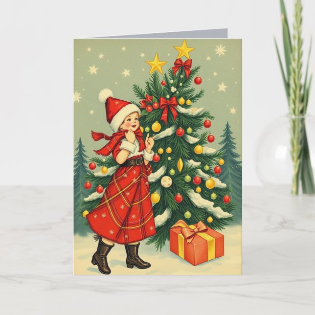 Carte Illustration de Noël vintage (Devant)